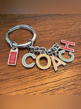 Rare COACH Enamel Signature Multi-Charm C O A C H Keychain Key Fob Bag Charm